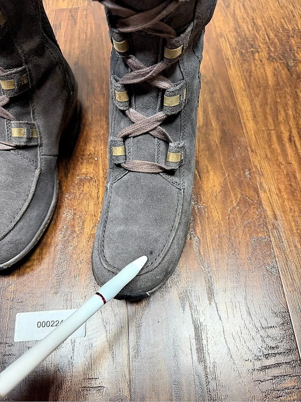 Timberland Women’s Size 8 Charcoal Gray Suede Tall Lace Up Shearling Boots